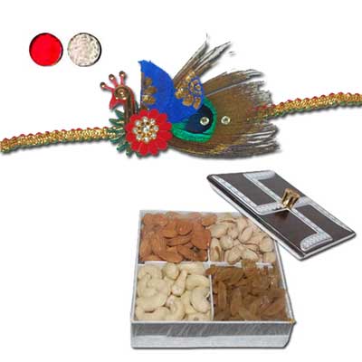 "Name: Rakhi - FR- 8520 A (Single Rakhi), Shubh Mangal Dry Fruit Box DFB2000 - Click here to View more details about this Product